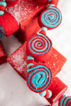 Best 61” Aqua/Red Felt Candy Garland Christmas Garlands
