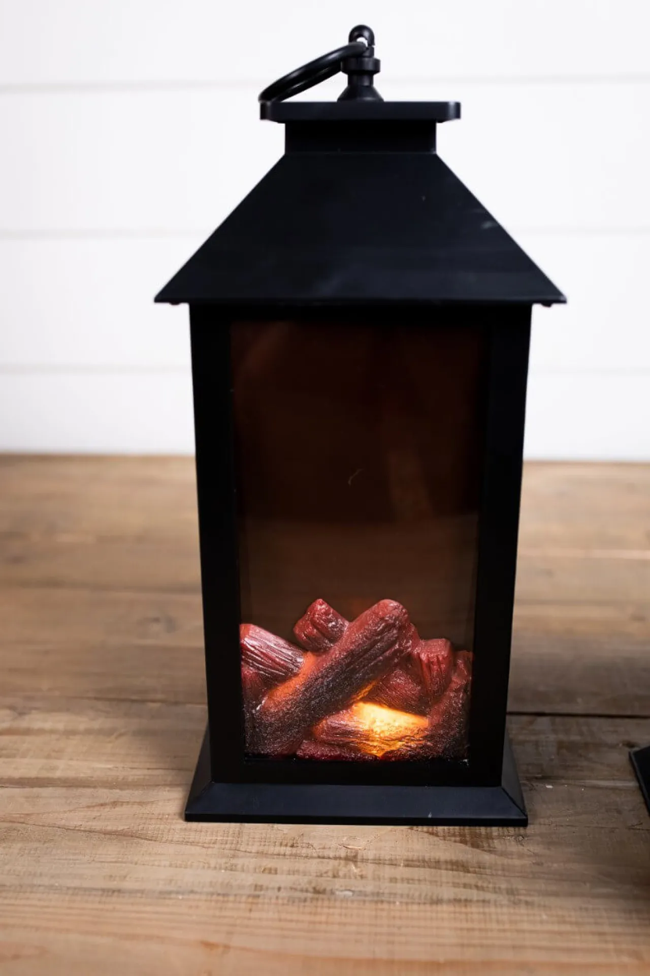 Sale 13.4” Battery Operated Fire Log Lantern With Timer Christmas Accents