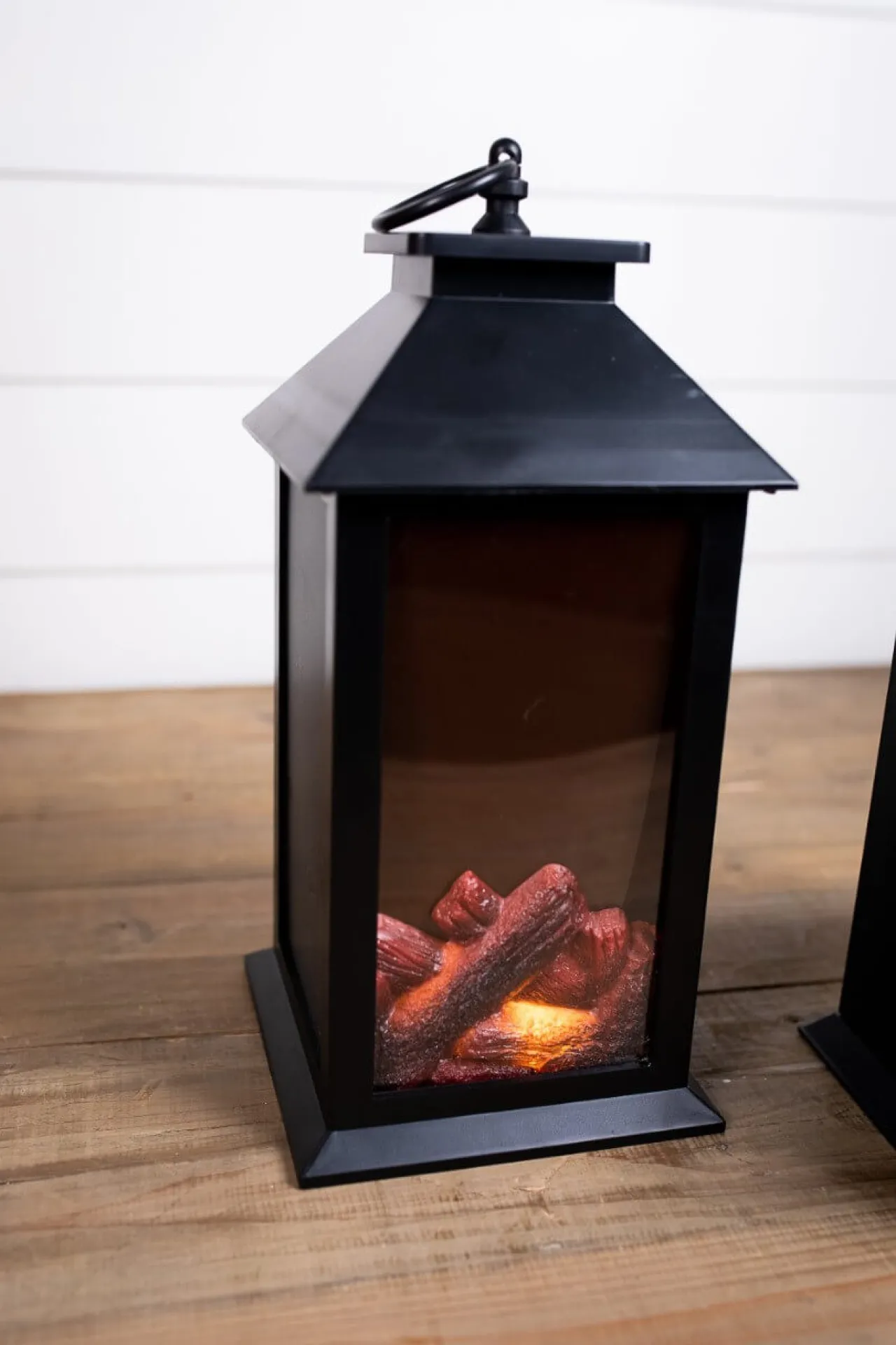 Sale 13.4” Battery Operated Fire Log Lantern With Timer Christmas Accents