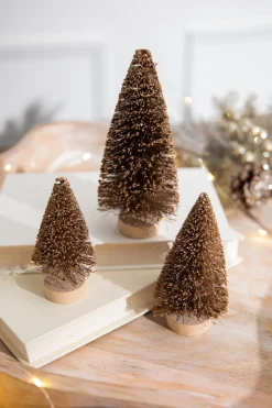 Best Sale 6” Champagne Bottle Brush Tree Christmas Accents