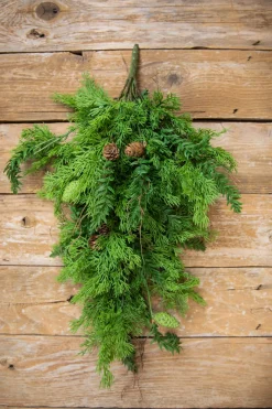 Clearance 32” Christmas Cedar/Hemlock Swag Christmas Teardrops