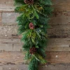 Outlet 32" Deep Woods Mix Greens With Pinecones Teardrop Christmas Teardrops|Natural Greenery