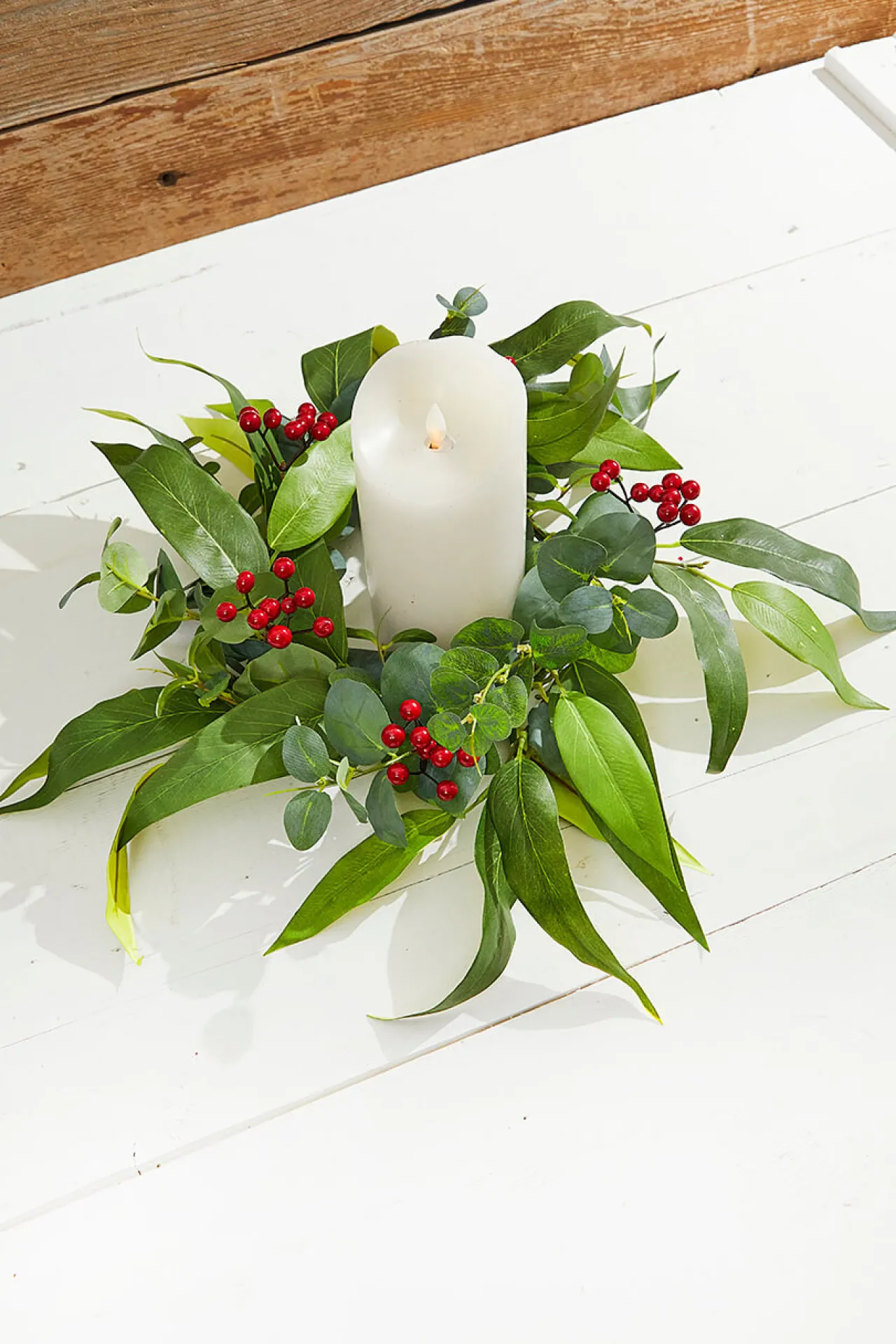 Cheap 6.5" Eucalyptus & Berry Ring Christmas Accents