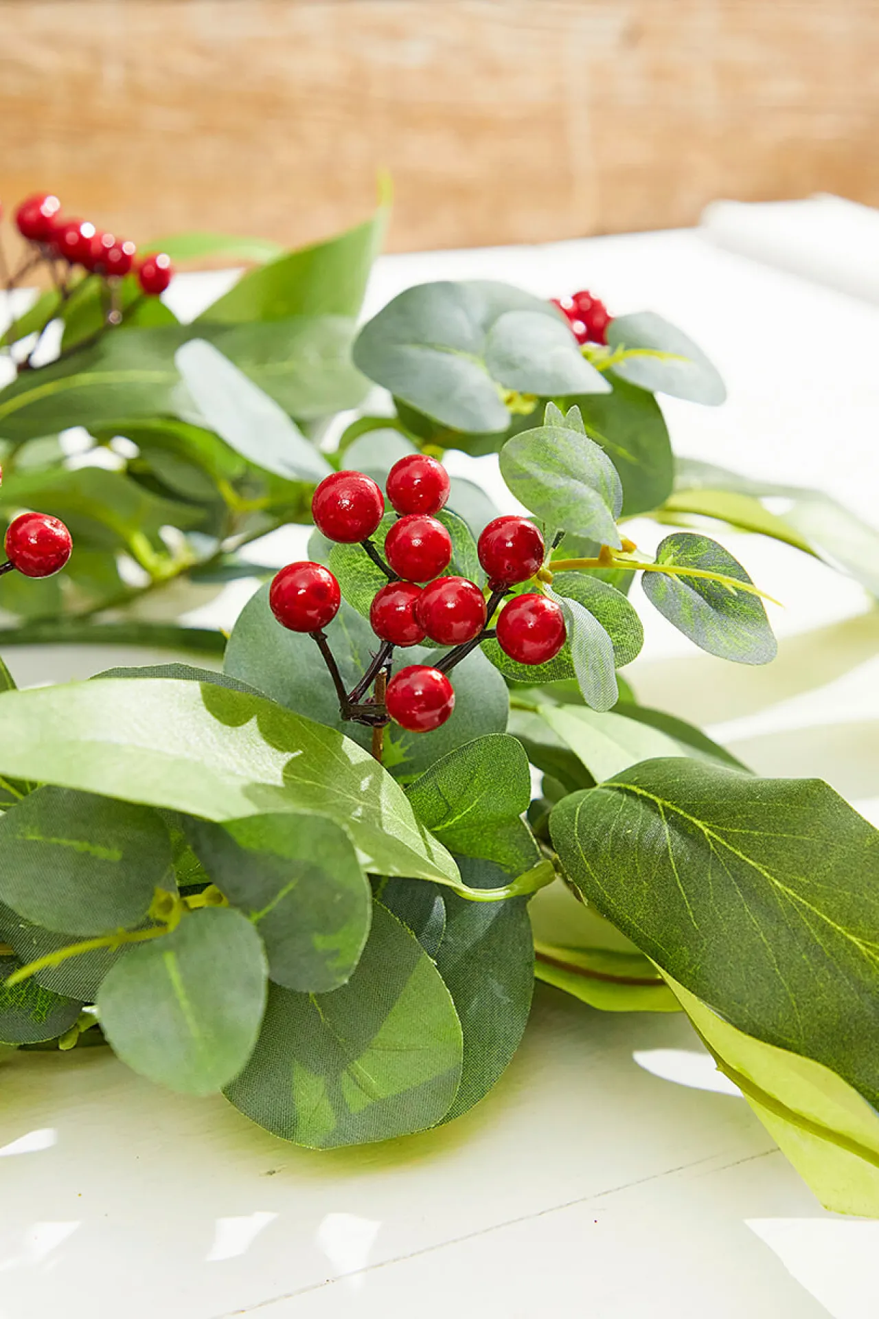 Cheap 6.5" Eucalyptus & Berry Ring Christmas Accents