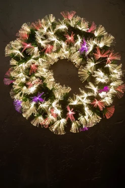 Best 24" Fiber Optic Wreath - Multicolor With White Christmas Wreaths