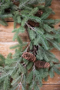 Online 24” Fir Pine Wreath With Cones Christmas Wreaths|Natural Greenery