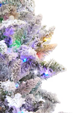 Best Sale 7.5' Flocked Aleutian Artificial Christmas Tree With 550 Color-Changing Lights Christmas Trees|Christmas Trees