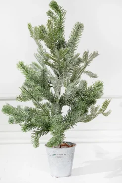 New 2’ Flocked Potted Pine Tree Christmas Accents