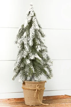 Online 18” Frosted Downswept Pine In Burlap Pot Christmas Accents