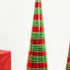 Cheap 18" Glass With Glitter Stripe Tree Christmas Accents