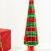 New 15" Glass With Glitter Stripe Tree Christmas Accents