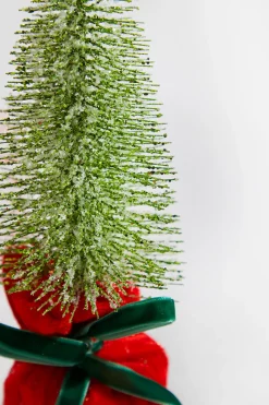 New 10” Glitter Tree In Felt Gift Sack Christmas Accents