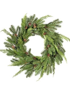 Shop 24” Just Cut Woodland Pines Real Touch Wreath Christmas Wreaths|Natural Greenery