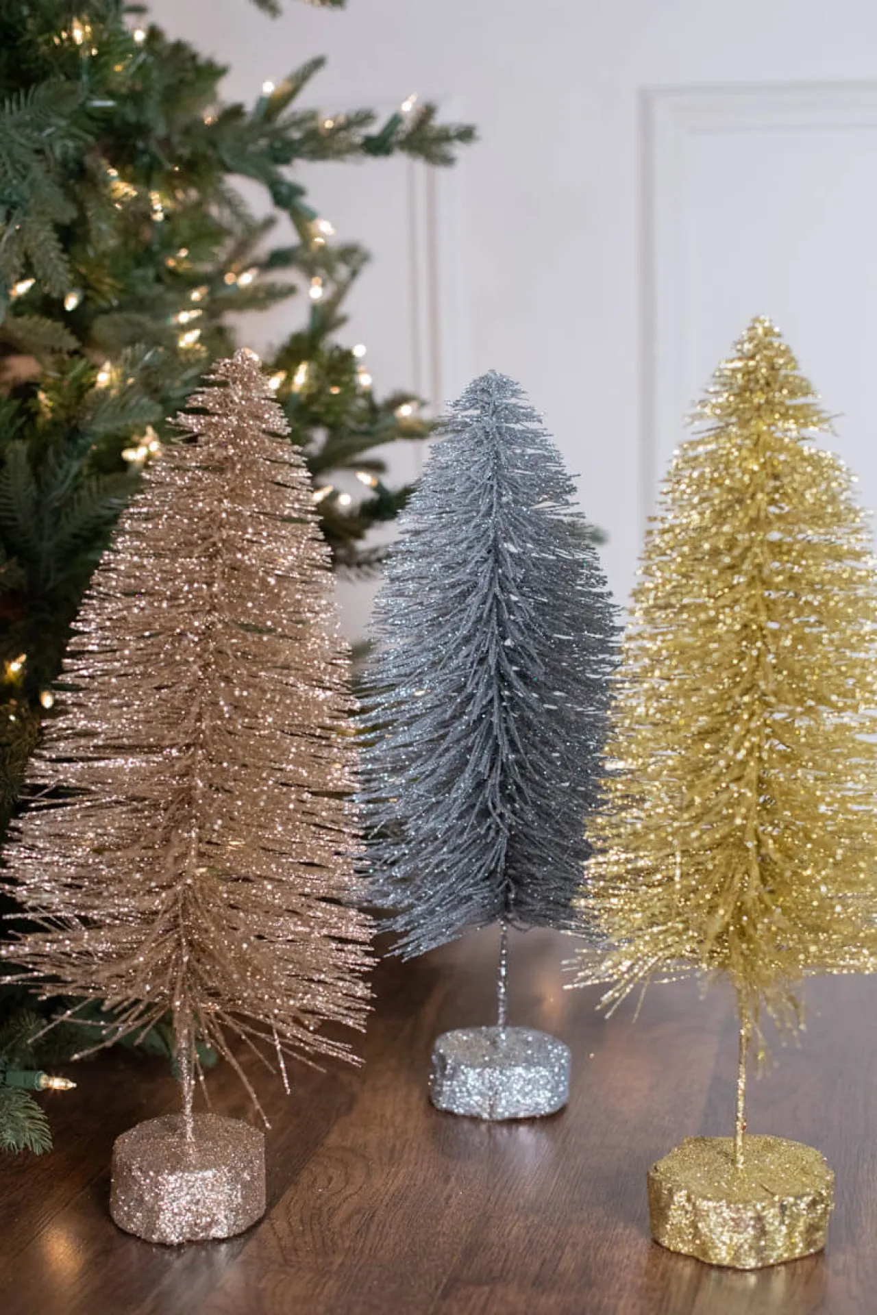 Outlet 15" Large Metallic Bottle Brush Tree Christmas Accents