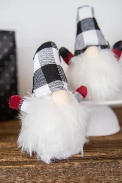 Store 7” Mini Buffalo Check Gnome Christmas Accents