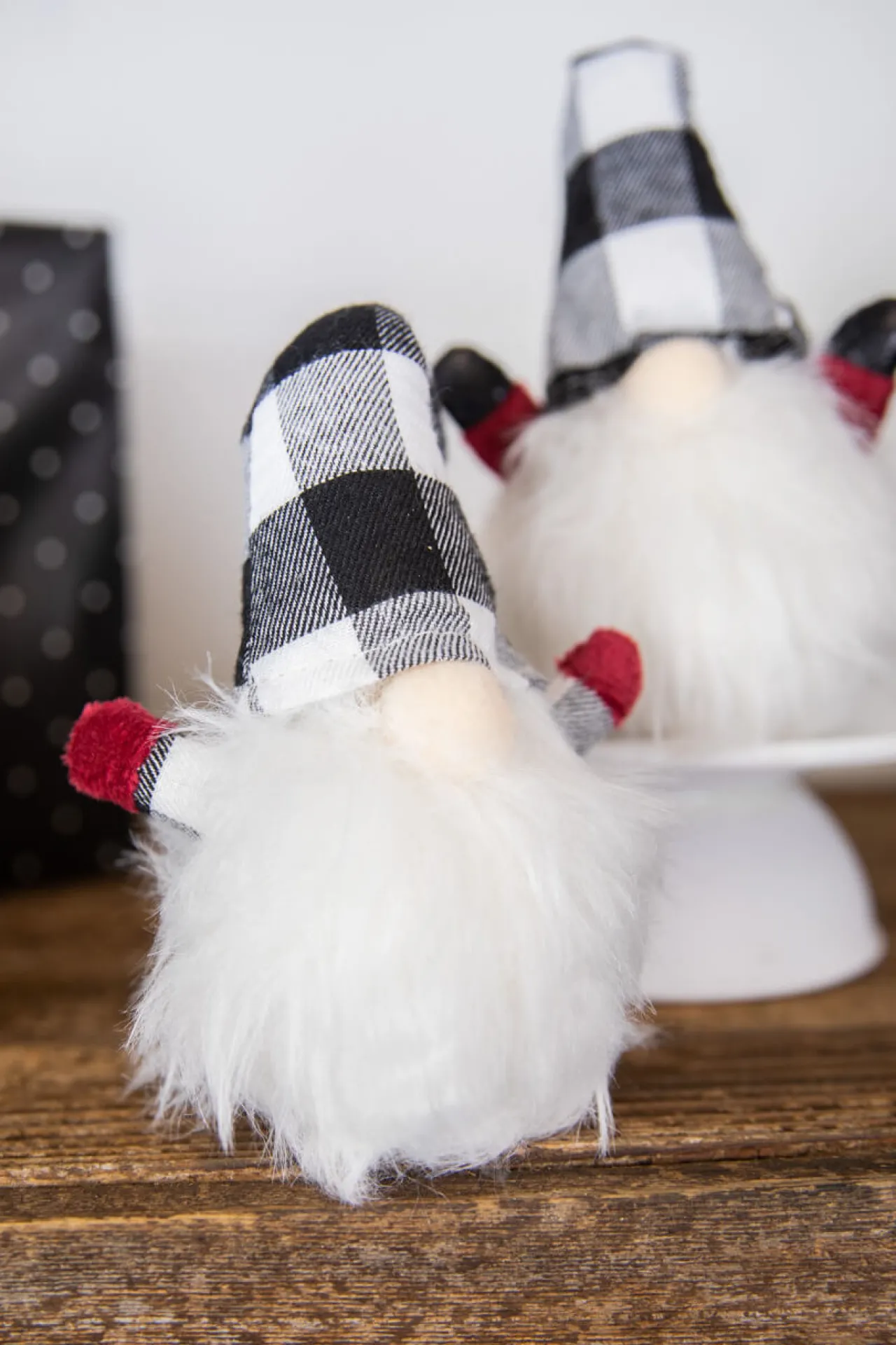 Store 7” Mini Buffalo Check Gnome Christmas Accents