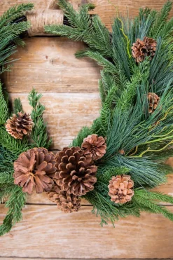 Shop 26” Mixed Greens With Pine Cones Swag Wreath Christmas Teardrops|Natural Greenery