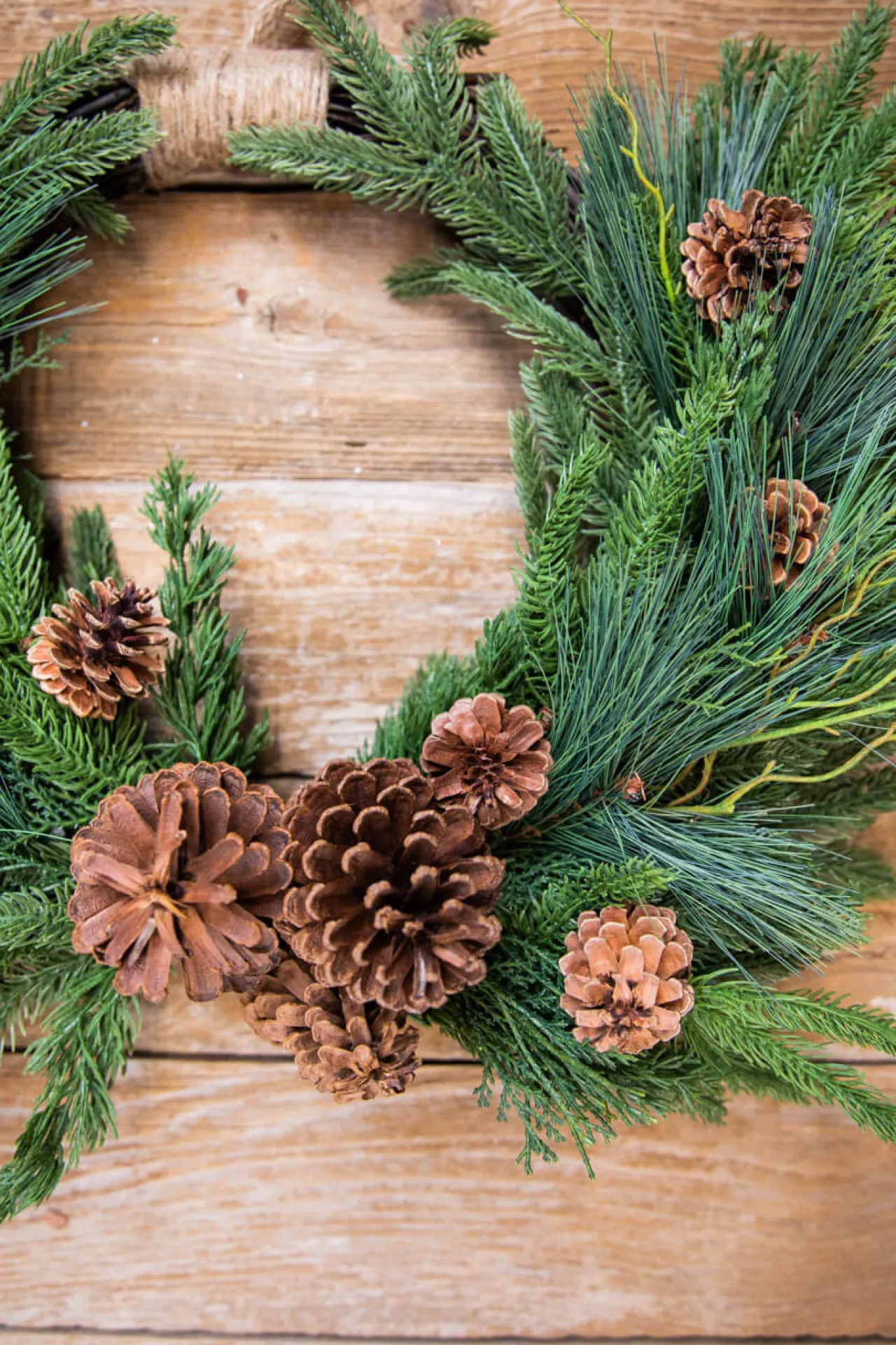 Shop 26” Mixed Greens With Pine Cones Swag Wreath Christmas Teardrops|Natural Greenery