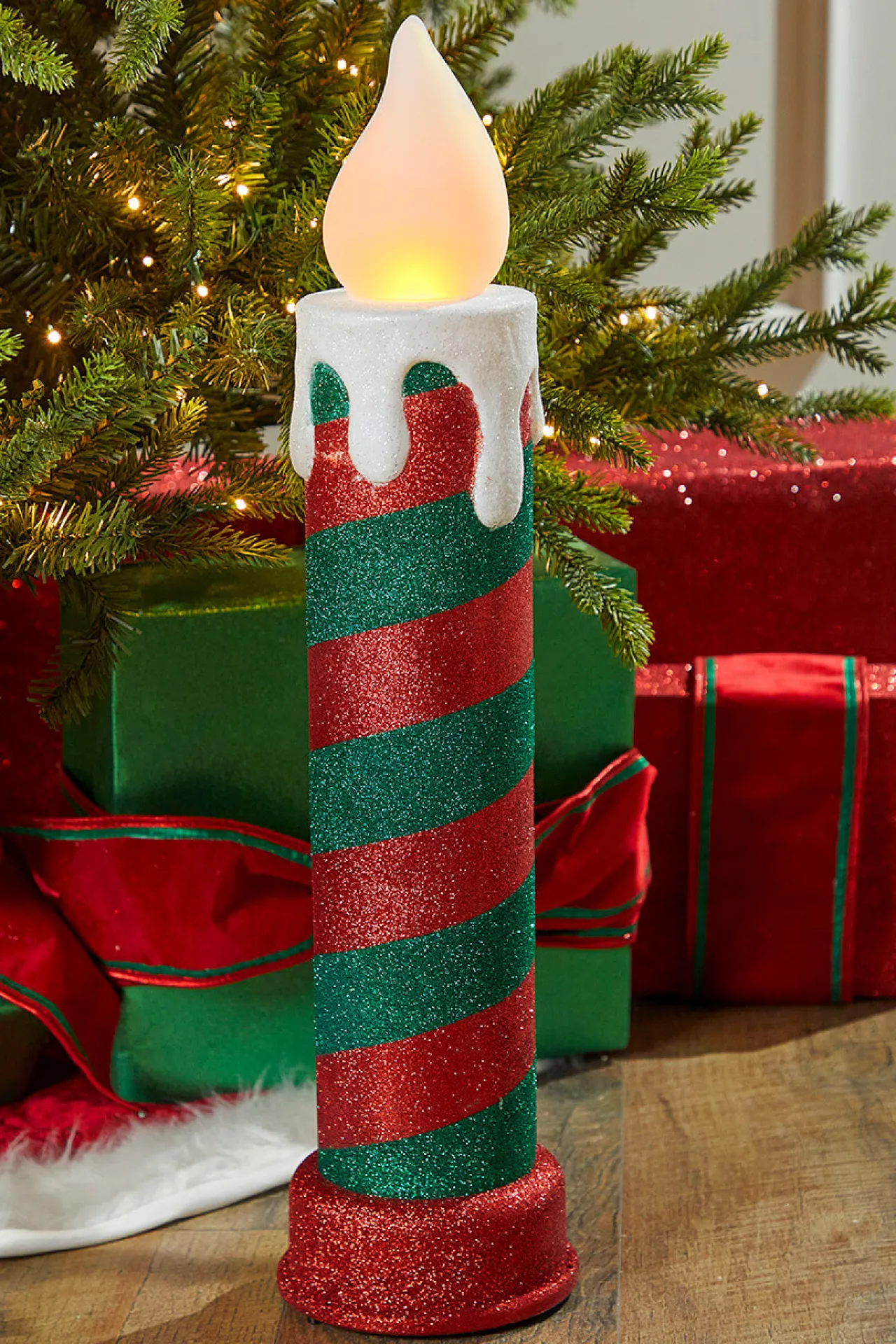 New 24" Mr. Christmas Retro Blow Mold Candle - Red/Green Christmas Accents