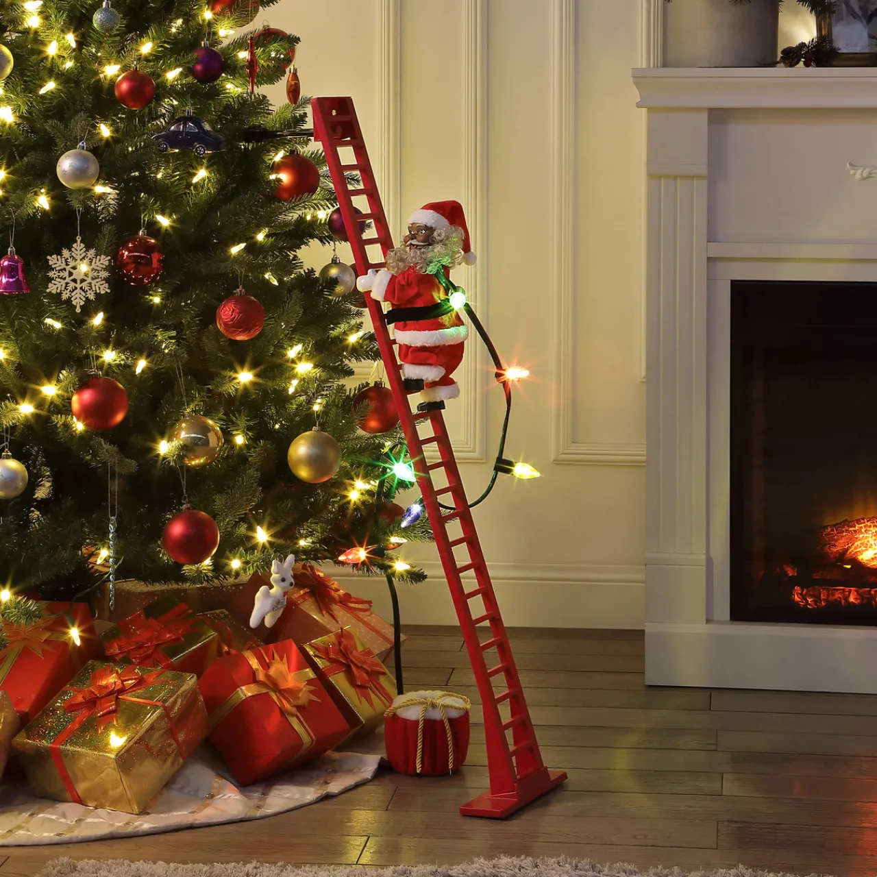 Online 40" Mr. Christmas Super Climbing Santa - African American Christmas Accents