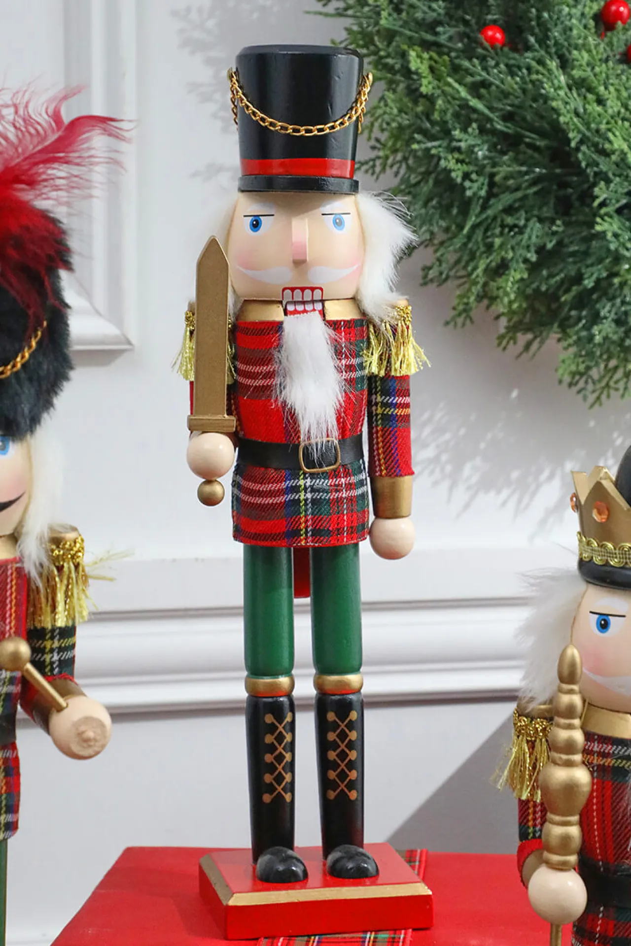 Outlet 15” Plaid Christmas Nutcracker Christmas Accents