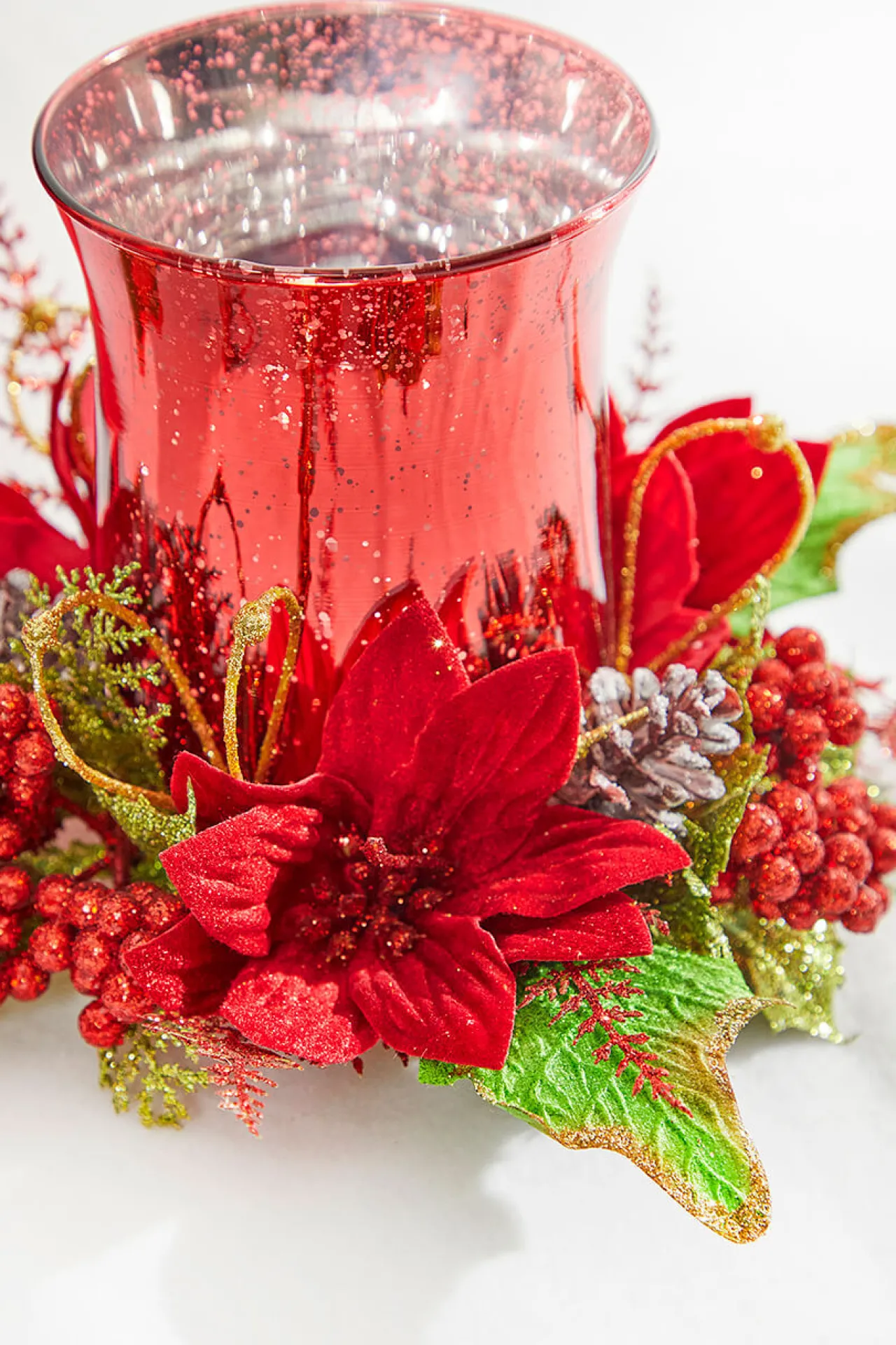 Flash Sale 6" Poinsettia & Pine Centerpiece Christmas Accents