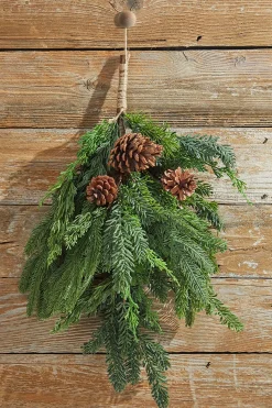 Outlet 24” Real Touch Cedar Spruce Cone Teardrop Natural Greenery
