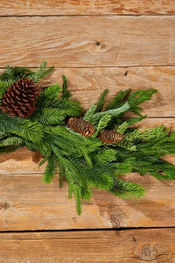 Flash Sale 42” Real Touch Norfolk / Spruce / Juniper Swag Christmas Teardrops|Natural Greenery