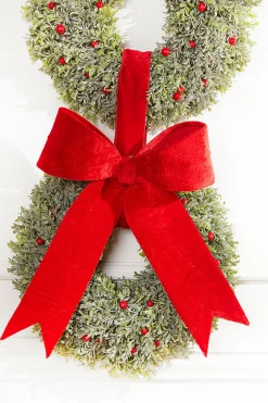 Clearance 16.5” Red Polyester Clip Bow Christmas Accents
