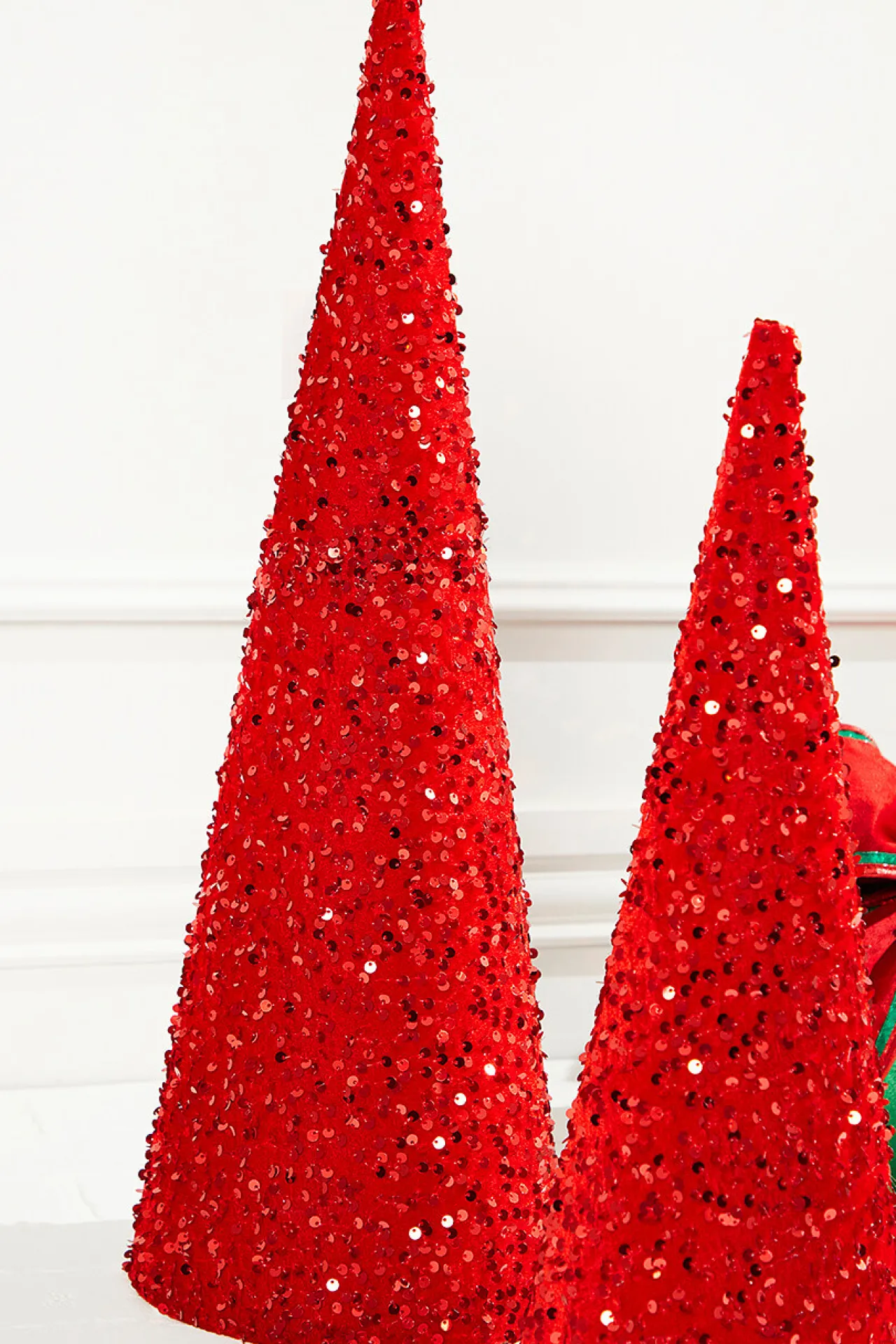 Fashion 18"-24" Red Sequin Cone Tree - Set Of 2 Christmas Accents