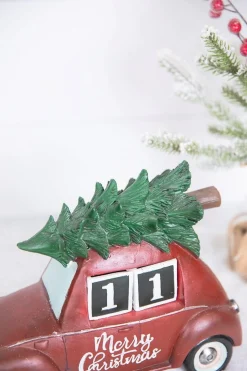 Outlet 11.5” Resin Countdown Calendar Holiday Truck With Christmas Tree Christmas Accents