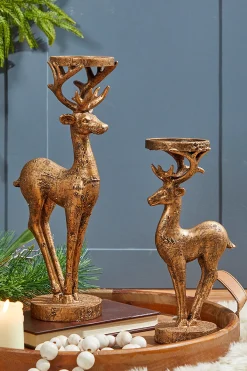 Store 16" Resin Deer Candle Holder Christmas Accents