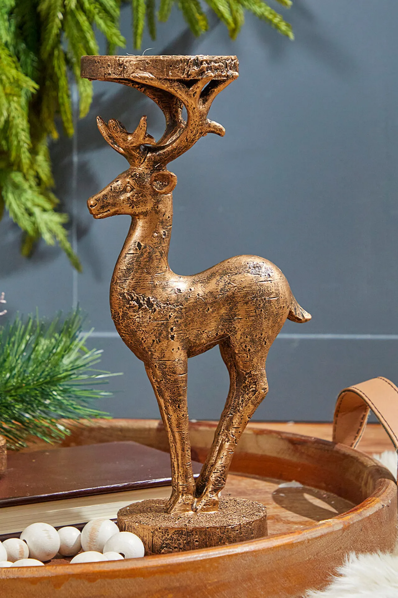 Cheap 12" Resin Deer Candle Holder Christmas Accents