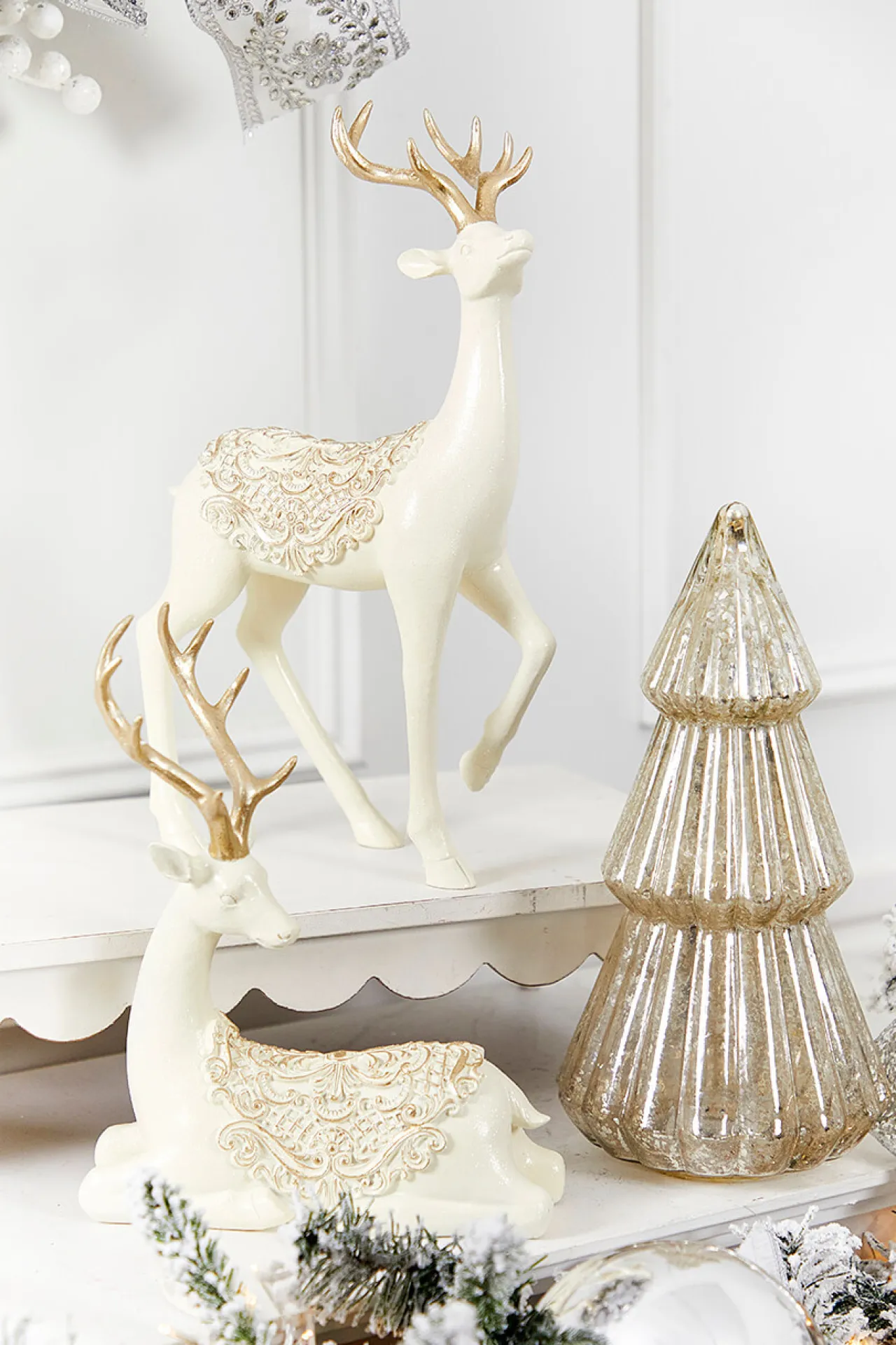 Sale 11.5" Resin Deer With Scroll Saddle Christmas Accents