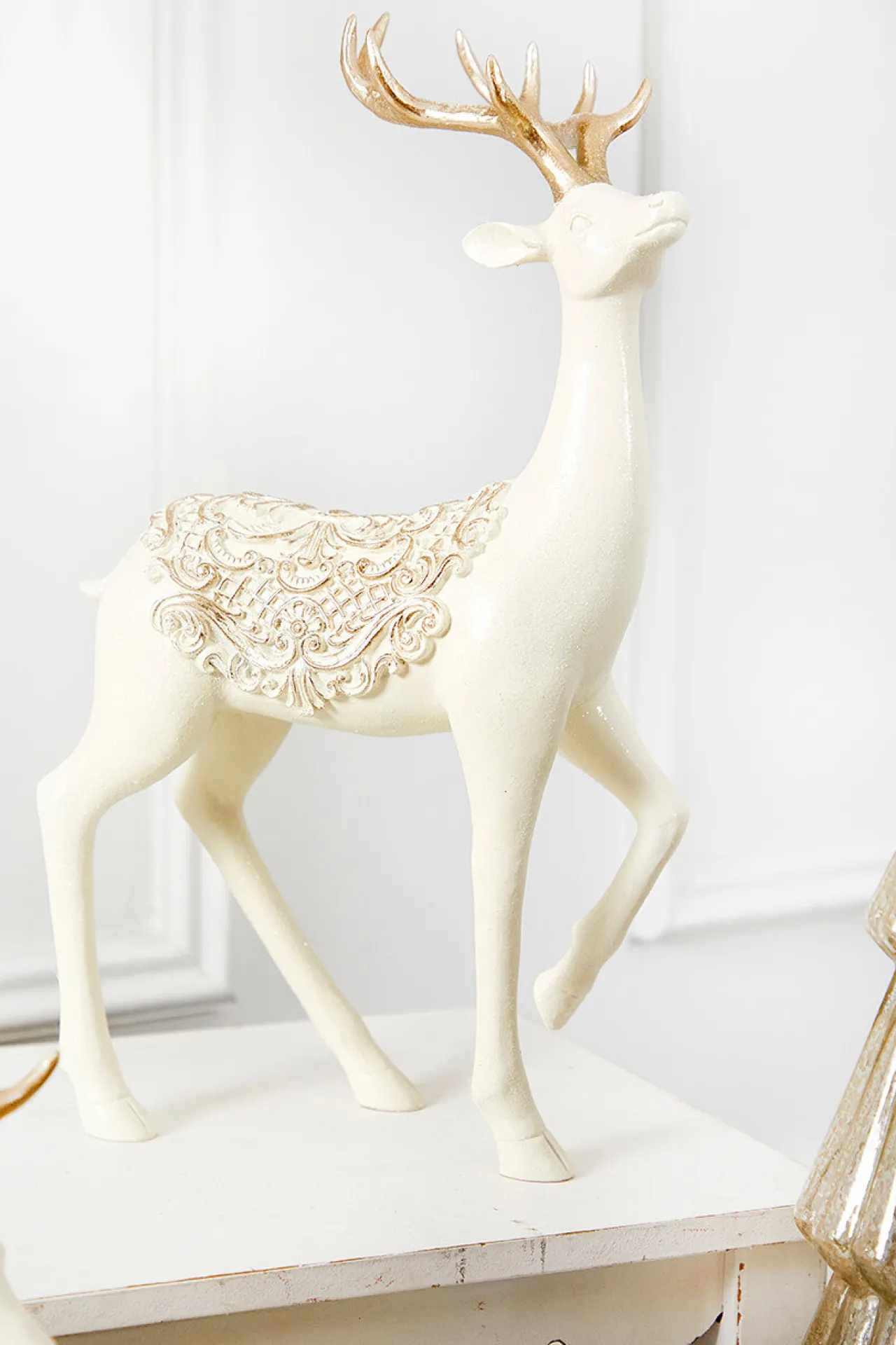 Online 14" Resin Deer With Scroll Saddle Christmas Accents