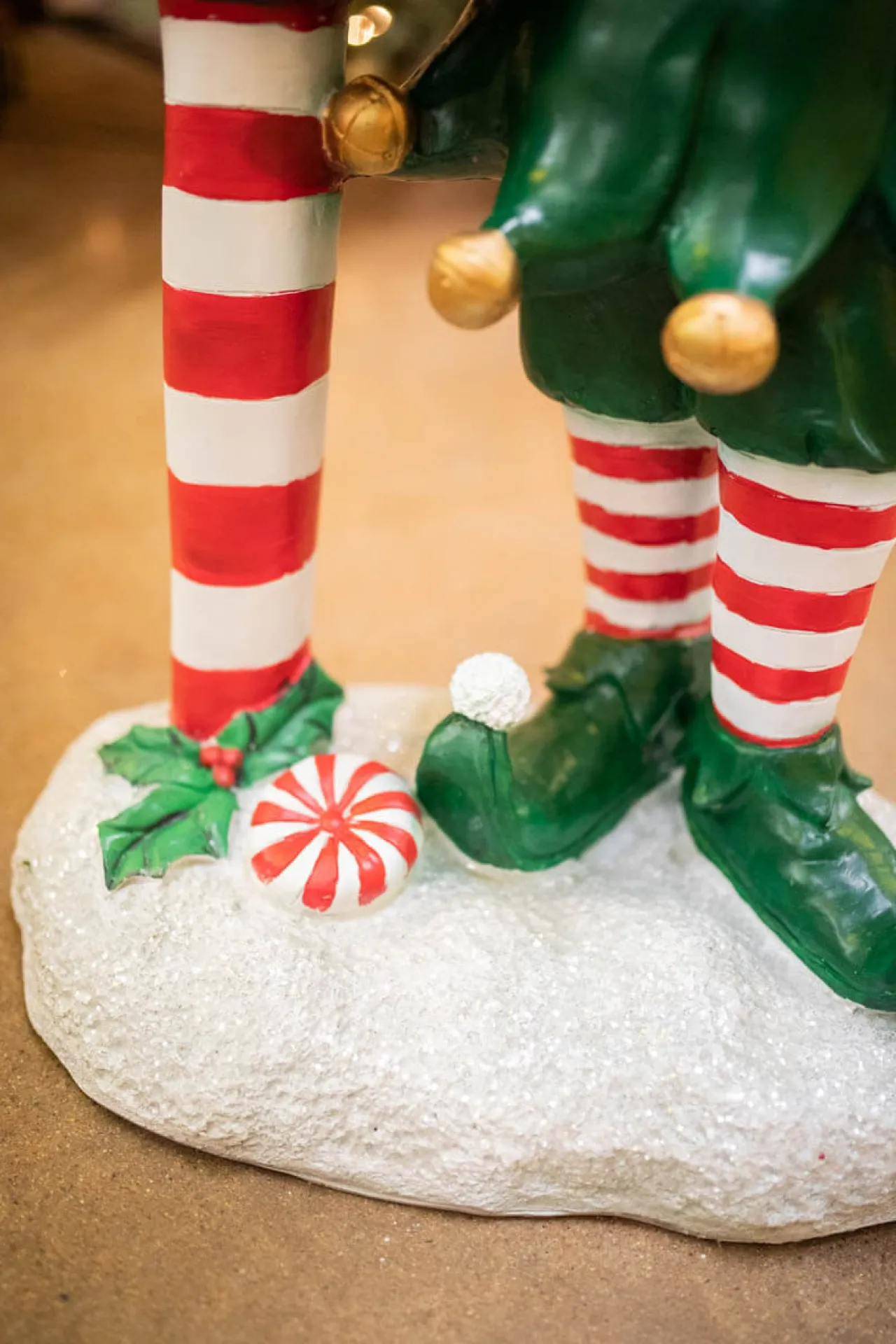 Store 36" Resin Elf With North Pole Sign Christmas Resin