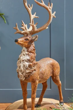 Store 20" Resin Frosted Standing Reindeer Christmas Accents