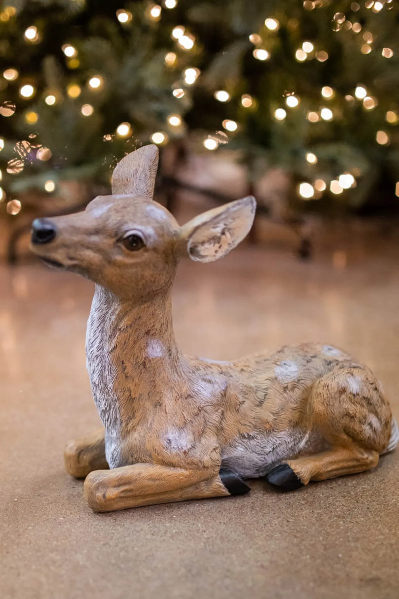 Cheap 13" Resin Outdoor Laying Fawn Deer Christmas Resin|Christmas Accents