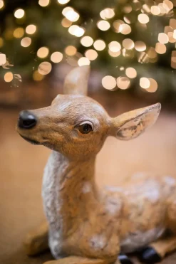 Cheap 13" Resin Outdoor Laying Fawn Deer Christmas Resin|Christmas Accents