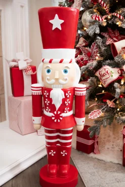 Outlet 35.8” Resin Red And White Peppermint Nutcracker Decoration Christmas Resin