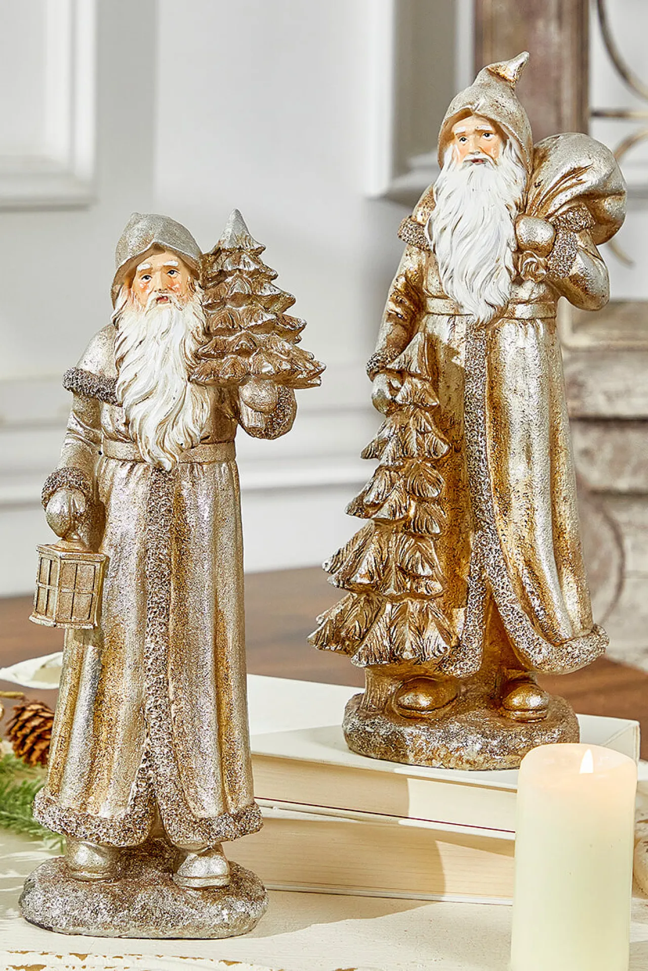 Fashion 12.25” Resin Rustic Santa Christmas Accents