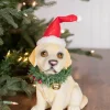 Clearance 10” Resin Santa Hat/Wreath Lab Pup Christmas Accents