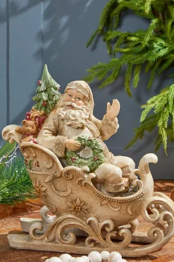 Best 12" Resin Santa In Sleigh Christmas Accents