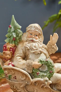 Best 12" Resin Santa In Sleigh Christmas Accents