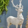 Best Sale 20.5" Resin Standing Whitewash Reindeer Christmas Accents