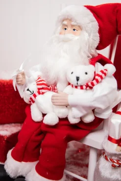 Hot 14” Santa In Chair With Bears Christmas Accents