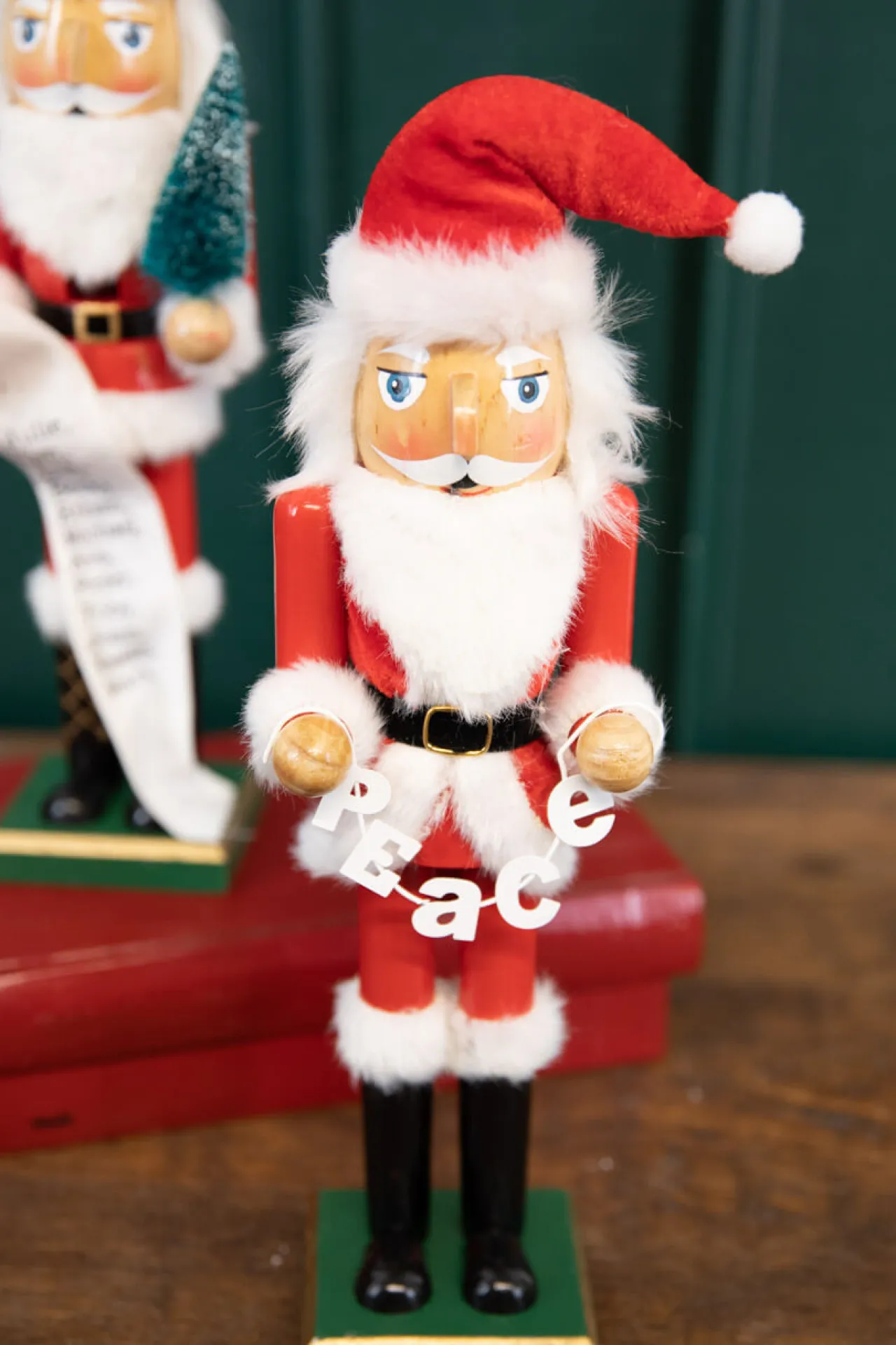 Hot 15" Santa Nutcracker With Peace Garland Christmas Accents
