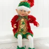 Clearance 17" Sequin Bendable Elf Christmas Accents
