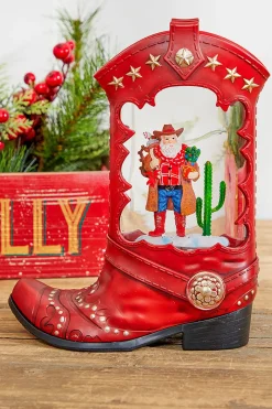 Online 10" Western Cowboy Boot Water Globe Christmas Accents