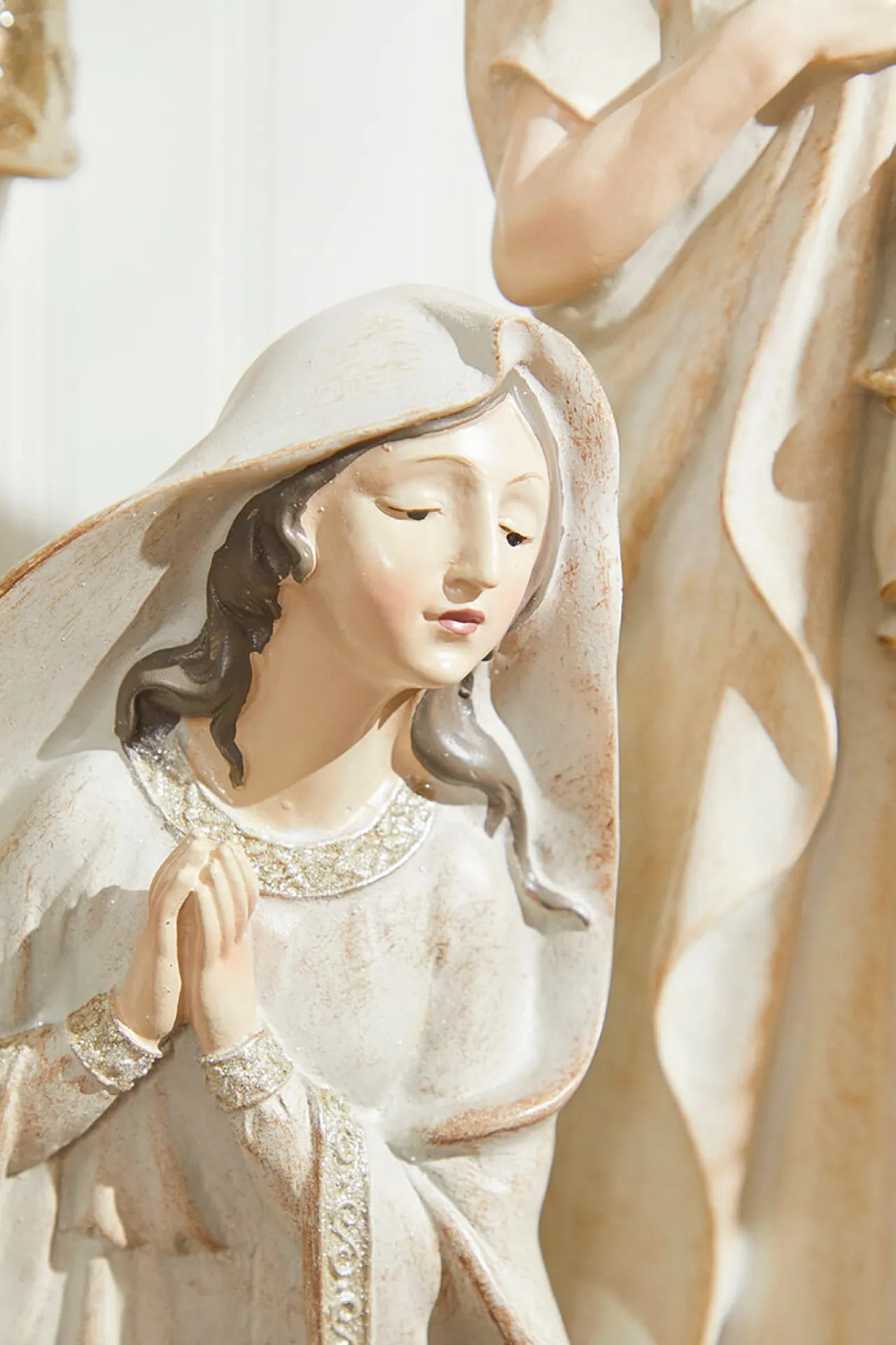 Online 7-18" Whitewash Nativity With Gold Trim - Set Of 9 Christmas Accents